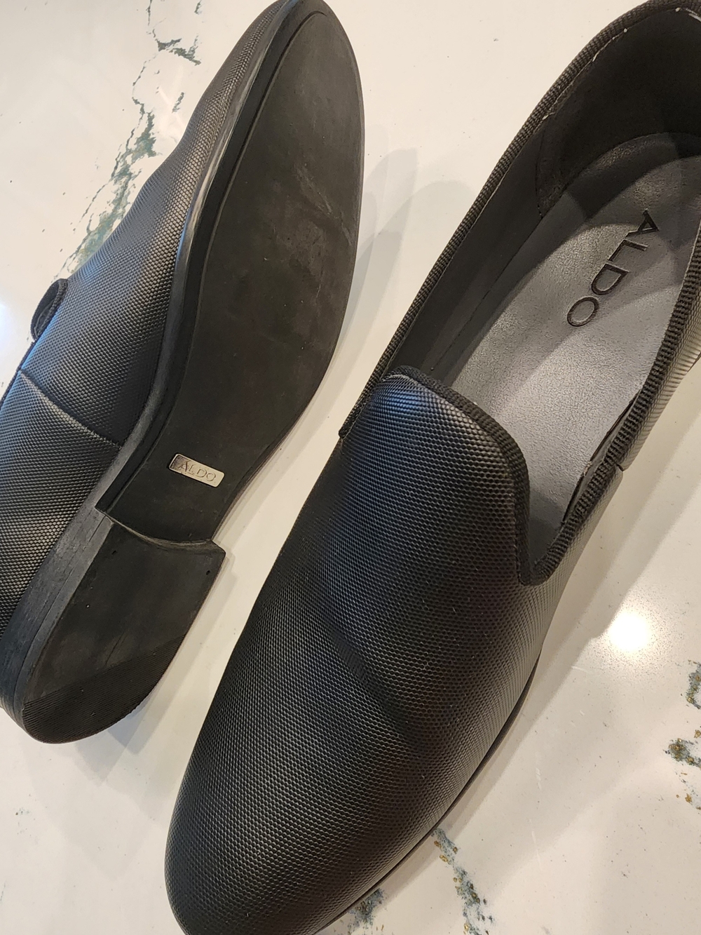 Aldo Black Textured Slip-On Loafers